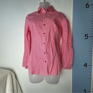 Covington Essentials Button-down‎ Blouse Pink & White Pinwheels Small